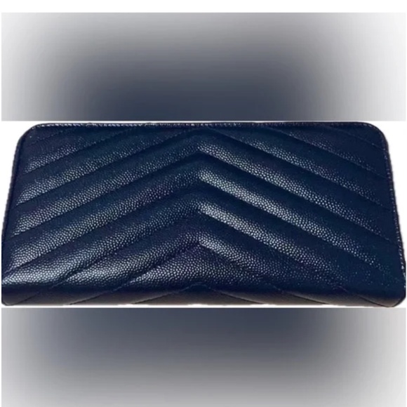 YSL Navy Zippy Wallet w/ Box + Dustbag - Picture 2 of 7